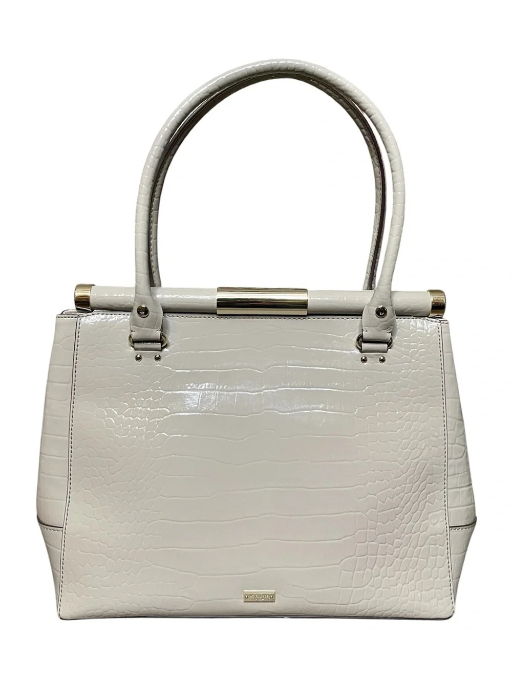 Kate Spade Knightsbridge Constance Satchel Gray Croc Embossed Patent Leather Bag